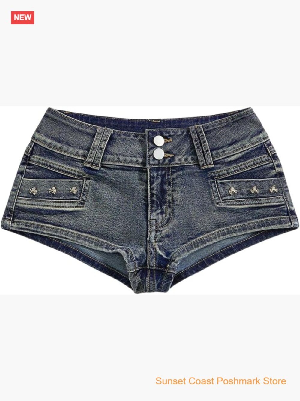 Women's Low Rise Y2K Stretchy Mini Jean Shorts with Pockets